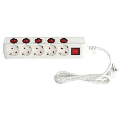 Base múltiple con interruptores individuales 6 tomas 1,5m. (GSC 100010005)