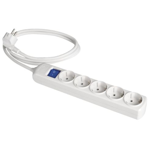 Base múltiple blanca con interruptor 3680W 5 tomas cable 3m 250V 16A (Solera 8035IL)