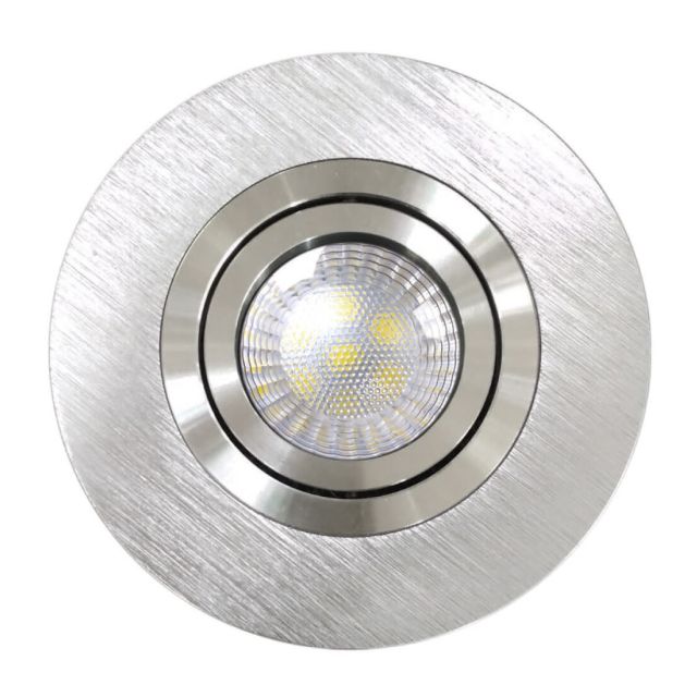 Aro empotrable basculante de aluminio níquel satín GU10 Skip Maxi ø110x28mm. (Jueric 10283)