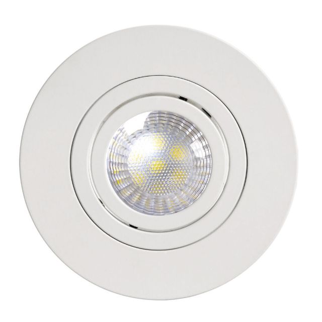 Aro empotrable basculante de aluminio blanco GU10 Skip Maxi ø110x28mm. (Jueric 10284)