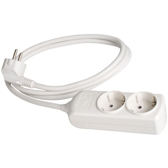 Base múltiple blanca 2 tomas 1,5m. 250V 16A 3x1,5mm2 (Solera 8012)