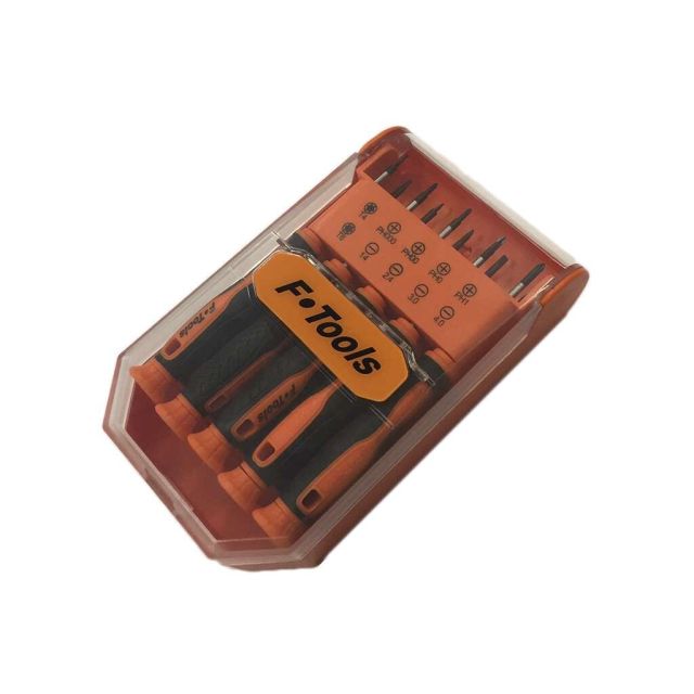 Estuche con 10 destornilladores de precisión -caja con solapa (F-Bright 3400029)