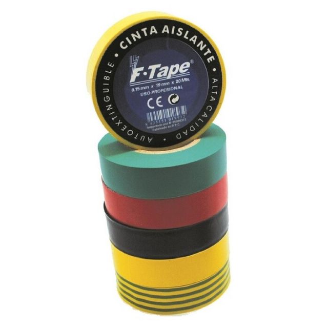 Cinta aislante 10mx19mm roja F-Tape (F-Bright 2400007-R)
