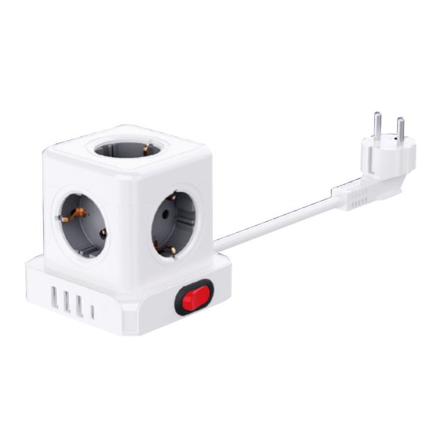 Ladrón tipo cubo blanco 5 tomas +  3 USB + USB-C (F-Bright 1002910)