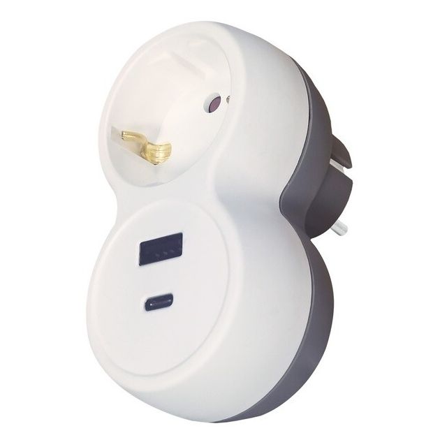 Adaptador una salida blanco con entrada USB tipo A y tipo C  (GSC  103000020)