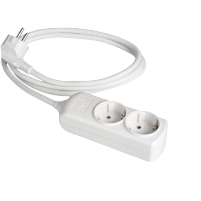 Base múltiple blanca 3680W 2 tomas cable 3m 250V 16A (Solera 8032)