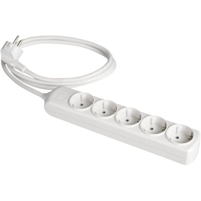 Base múltiple blanca 3680W 5 tomas cable 5m 250V 16A (Solera 8055)