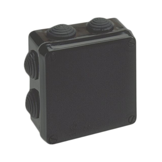Caja estanca cuadrada con conos negra 100x100x55mm. Tornillos 1/4 vuelta (Solera 715)