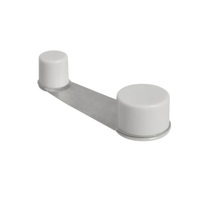 Tope retenedor giratorio para puertas blanco adhesivo y tornillos (Köppels T2001B) (Blíster)