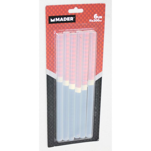6 uds. barras de termopegado transparente 11x200mm. (Mader 34028)