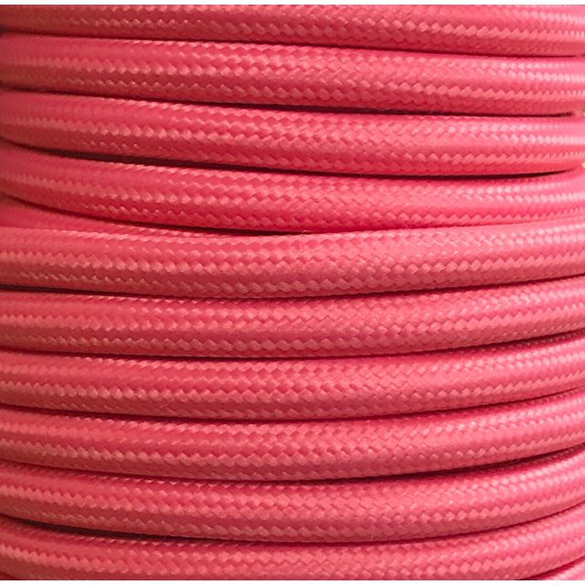 Bobina 15 metros cable textil decorativo rosa liso mate (CIR62CM36)