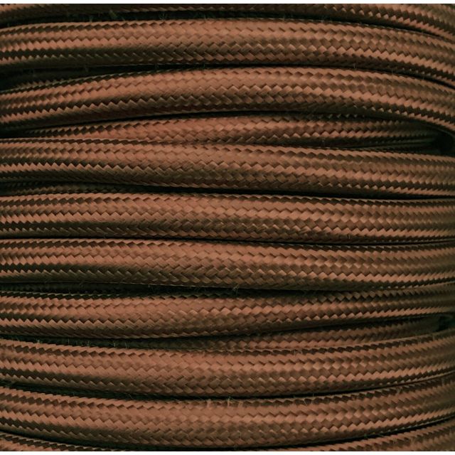 Bobina 25 m. cable textil decorativo marrón liso mate (CIR62CM20)
