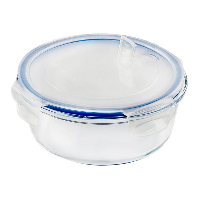 Táper hermético redondo de cristal con tapa a presión 970 ml (Vier TV970)