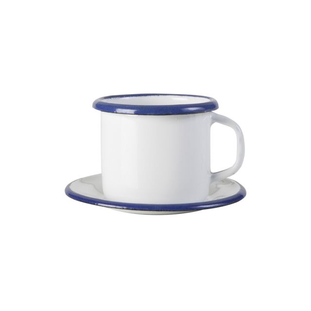 Taza con platillo de acero esmaltado vitrificado 75ml. (Ibili 903000)