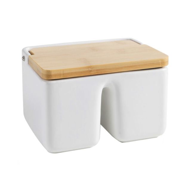 Salero doble de cerámica y bambú (Ibili 714950)