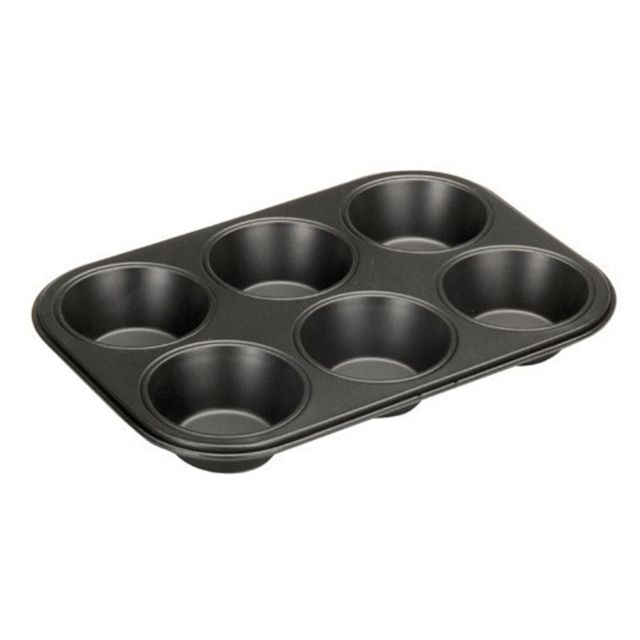 Molde antiadherente de acero para 6 muffins gama "Moka" (Ibili 823200)