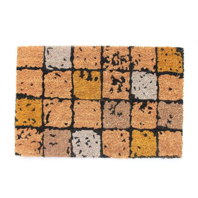 Felpudo de coco estampado modelo "Cuadros" 40x60 cm.