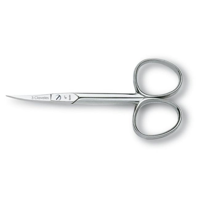 Tijera de cutículas punta curva acero carbono 10cm (3 Claveles 02003)