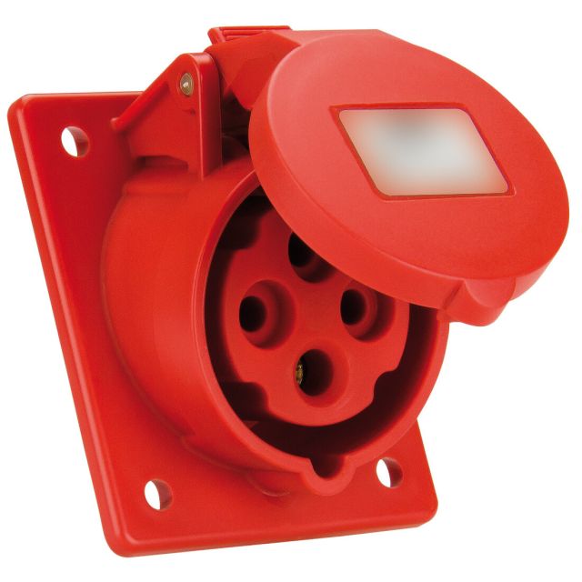Base trascuadro inclinada industrial de empotrar roja 3P+T IP44 400V 16A (Solera 931142A)