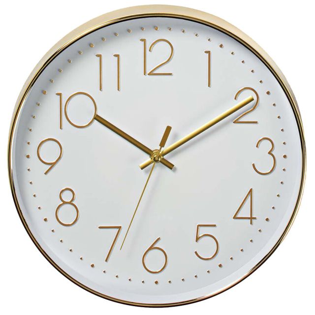 Reloj de pared dorado Ø30cm (Nedis CLWA015PC30GD)