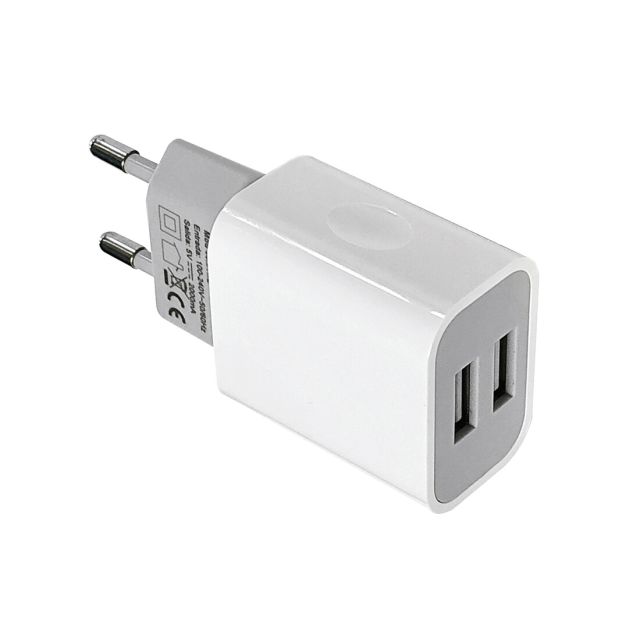 Cargador rápido USB doble 5V 2A (Electro DH 38.511/2) (Blíster)