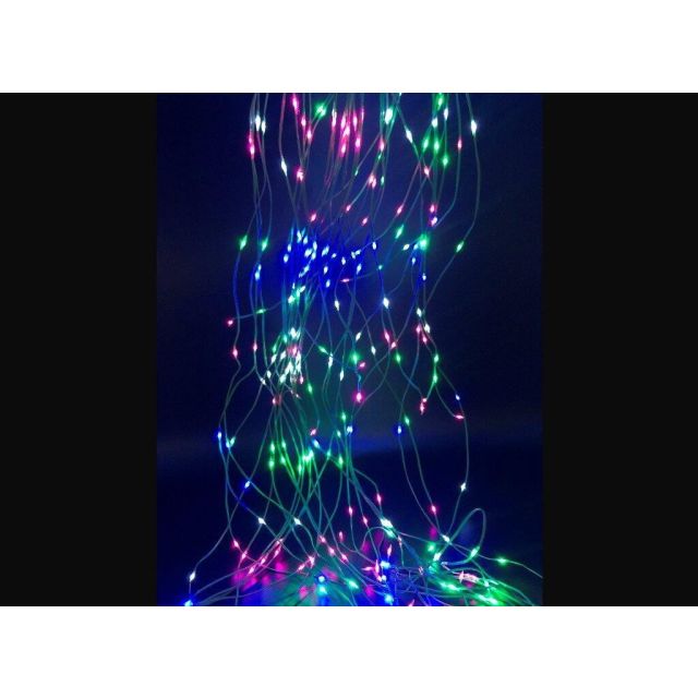 2m. cascada luminosa multicolor con cable plata de 10 hilos con 200 Leds 5V IP44 (F-bright 00234-M)