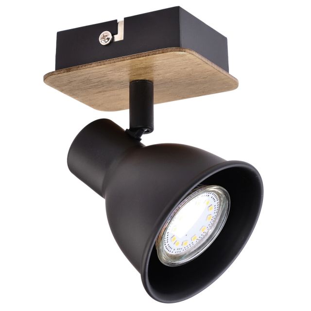 Foco serie Miko negro y madera GU10 (Jueric 10267)