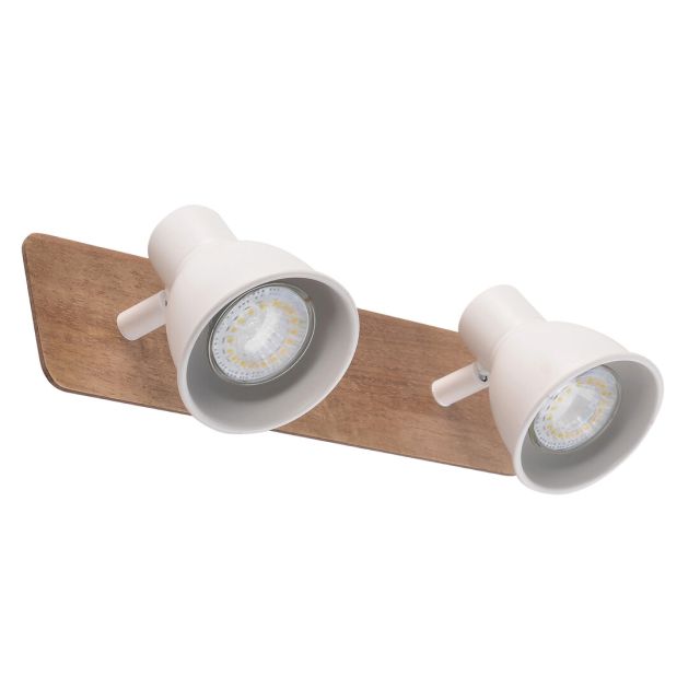 Regleta 2 focos serie Miko blanco y madera GU10 (Jueric 10306)