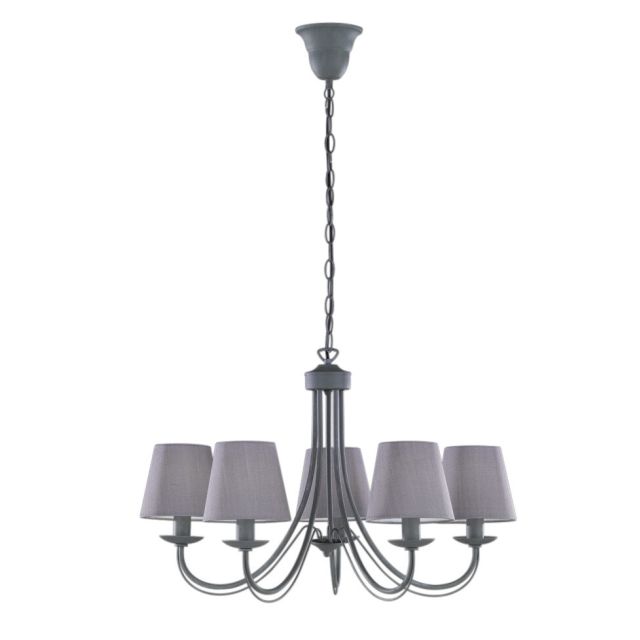 Lámpara colgante 5 tulipas gris tela y metal Cortez 3xE14 (Trio Lighting 110600578)