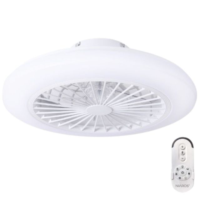 Ventilador techo Led CCT con mando talsano blanco ø50cm (Niaros 300005104)