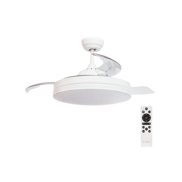 Ventilador techo Led CCT 3 aspas retractiles oliveri con mando blanco  ø107cm (Niaros 300005093)