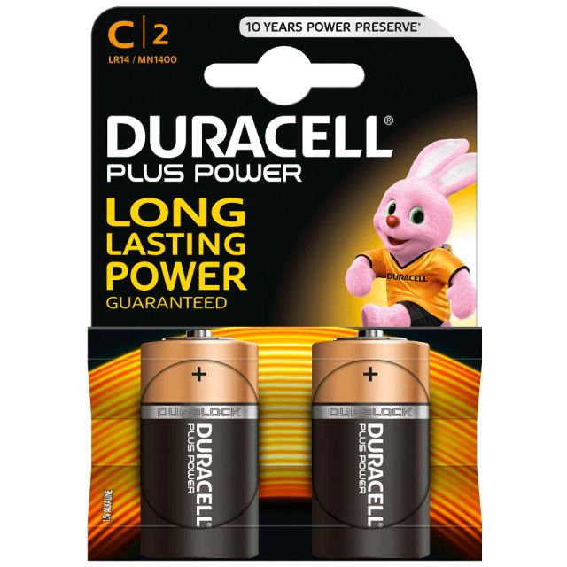 2 uds. pilas Duracell Plus alcalina LR14-C (Blíster)