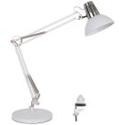 Flexo decorativo de sobremesa blanco y niquel Drass con base y pinza E27 205x720mm. (Ledesma 21001)