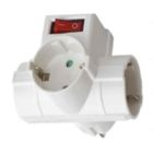 Multiconector triple Sucko 2P+TT lateral con interruptor blanco (B&B 040308)