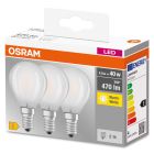Pack de 3 lámparas esféricas Led mate Base E14 4W 2700K (Osram 819399)