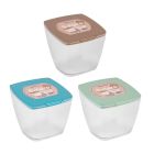 Salero cuadrado transparente con tapa de color (Plastic 1072)