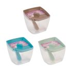 Azucarero cuadrado plástico transparente con cuchara (Plastic 1077)