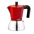 Cafetera italiana inox para inducción roja 6 tazas (Monix M863106)