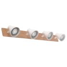 Regleta 4 focos serie Miko blanco y madera GU10 (Jueric 10309)