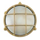 Aplique exterior redondo de latón y vidrio E27 IP65 modelo Noray (Faro 70999)