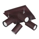 Plafón 4 focos serie Marley color óxido 4xGU10 (Trio Lighting 802430424)