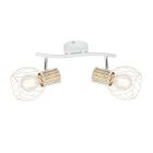 Regleta 2 focos serie Luise color blanco y madera E27 (Globo 54012-2)
