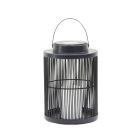 Farolillo tipo jaula metal negro con vela Led solar Ø 18,5 x 25,4cm.(Galix 2005)