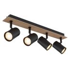 Regleta metal Linca 4xGU10 Max. 35W IP20 madera y negro (Globo 57905-4)